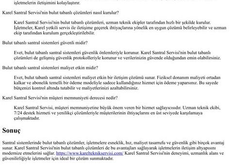 Telesis Santral ve Bulut Tabanlı Çözümler